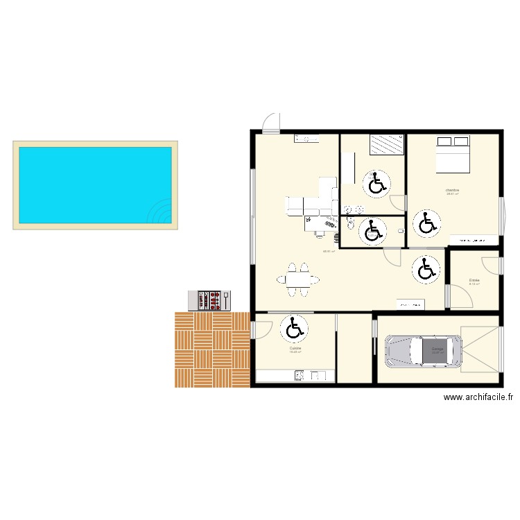 Plan de maison PMR. Plan de 0 pièce et 0 m2