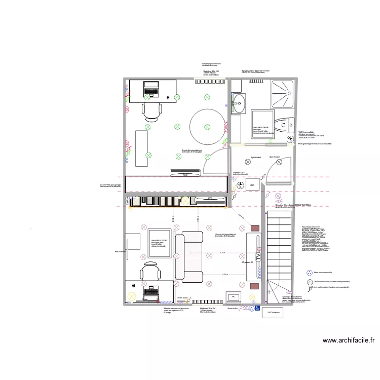 Salons + SDB BIS. Plan de 4  et 41 m²