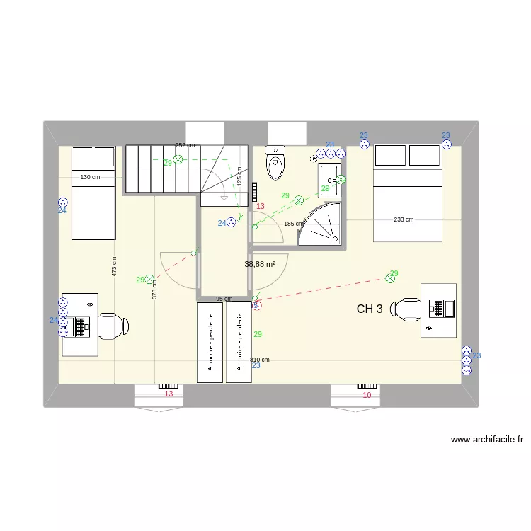 1er étage modifié 4 chambres. Plan de 1er étage modifié 4 chambres. Plan de