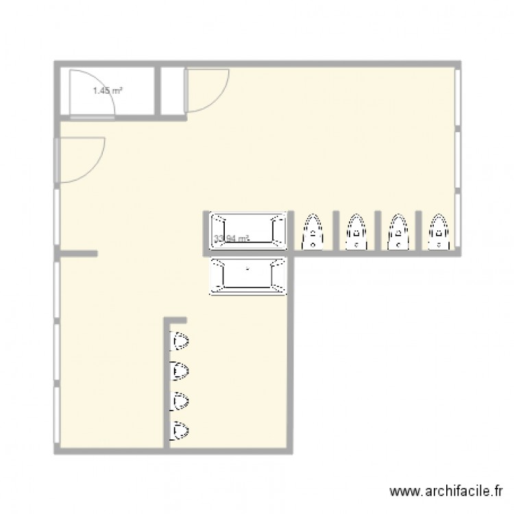 toilette maternelle Plan 3 pièces 36 m2 dessiné par Laurent 45