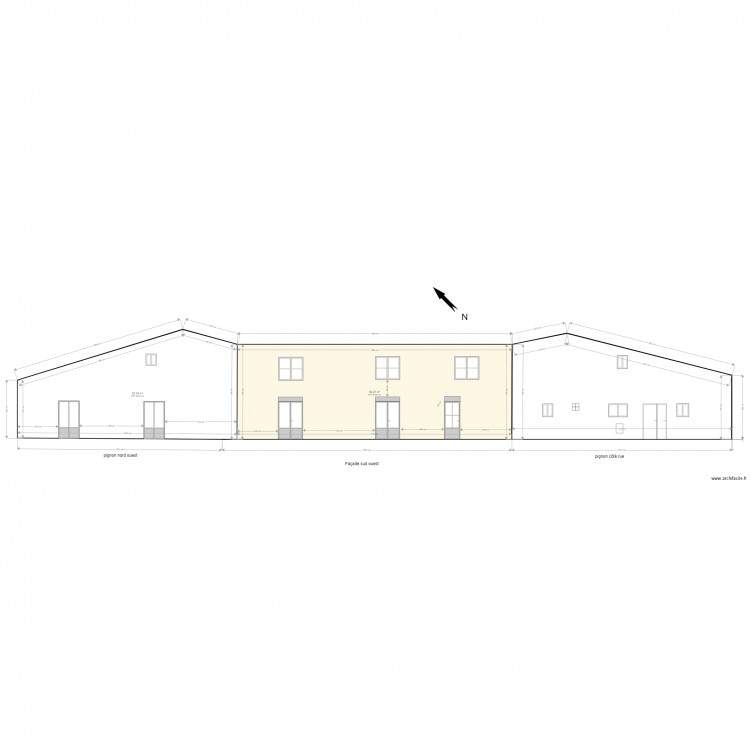 Plan façade coupe. Plan de 0 pièce et 0 m2