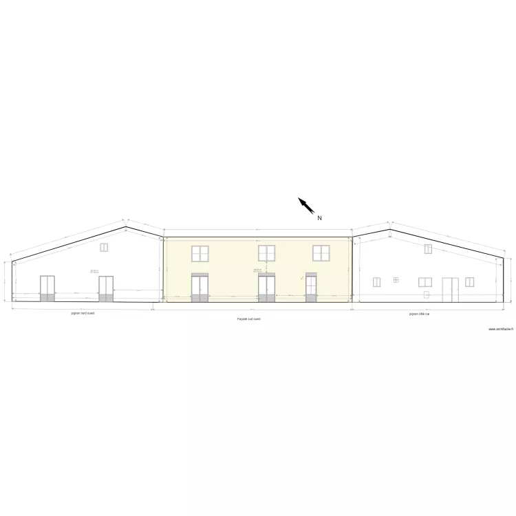 Plan fa&ccedil;ade coupe. Plan de 