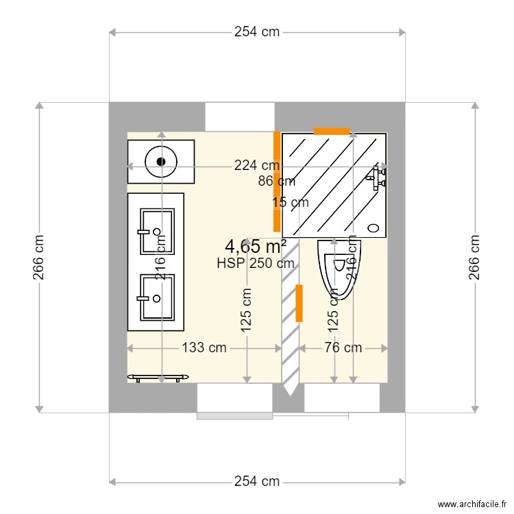 Me VAZEUX-1-. Plan de 1 pièce et 5 m2