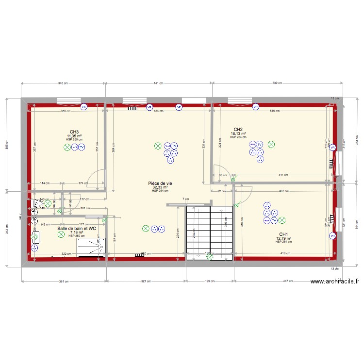 ORGEL PLAN . Plan de 5 pièces et 80 m2