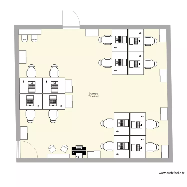 bureau boquette. Plan de 