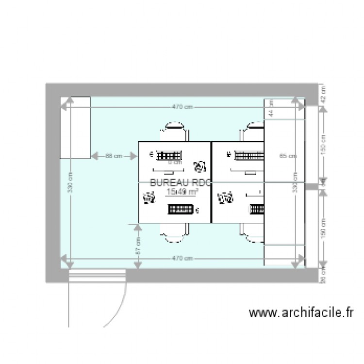 BUREAU RDC AVEC BUREAUX 140X80 et BUREAUX 180X120 ET CAISSON DE 40. Plan de 0 pièce et 0 m2