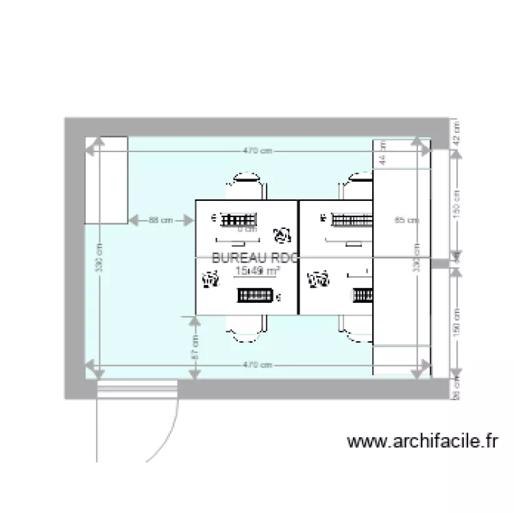 BUREAU RDC AVEC BUREAUX 140X80 et BUREAUX 180X120 ET CAISSON DE 40. Plan de 