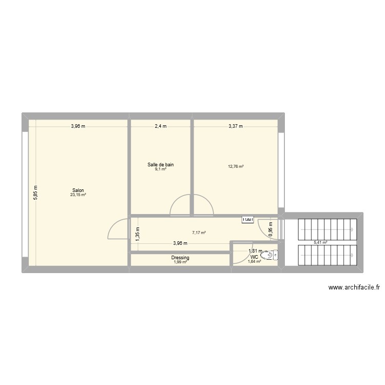 2eme etage 22 place du marche 59400 cambrai. Plan de 7 pièces et 61 m2