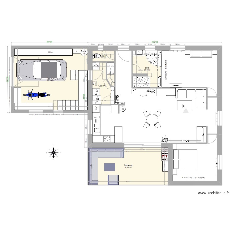 Meublé. Plan de 0 pièce et 0 m2