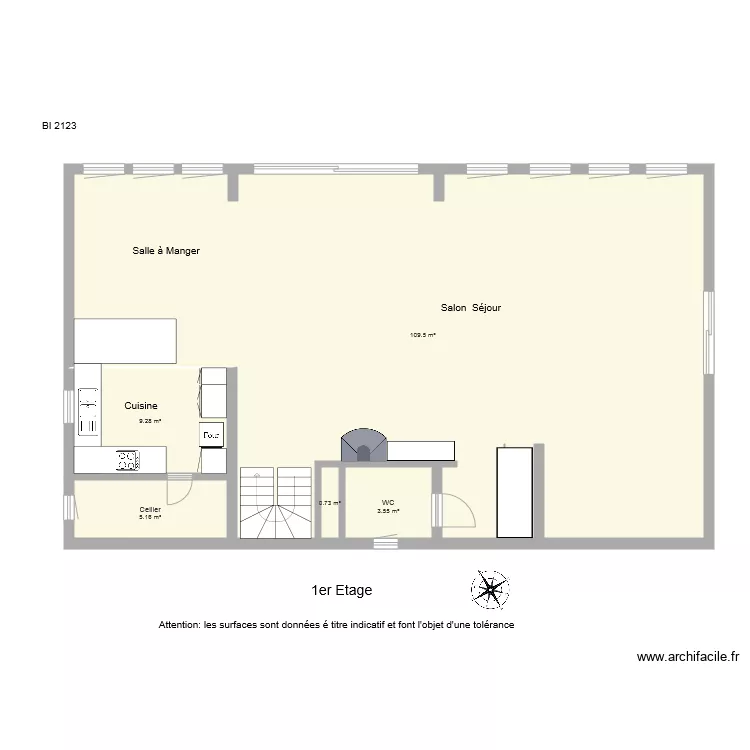 BI 2123 1eretage . Plan de 