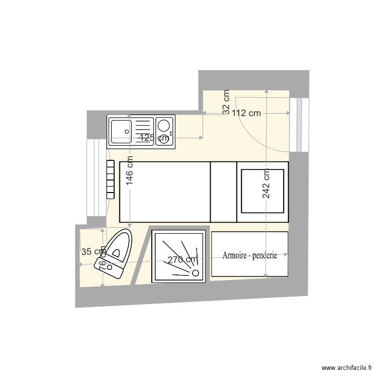 Chambre de bonne. Plan de 0 pièce et 0 m2