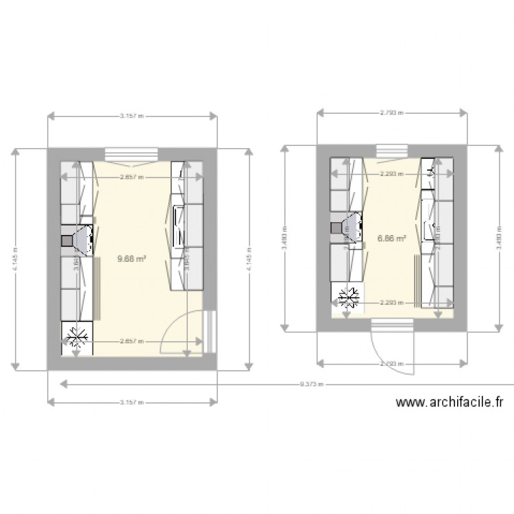 Cuisine parallèle. Plan de 0 pièce et 0 m2