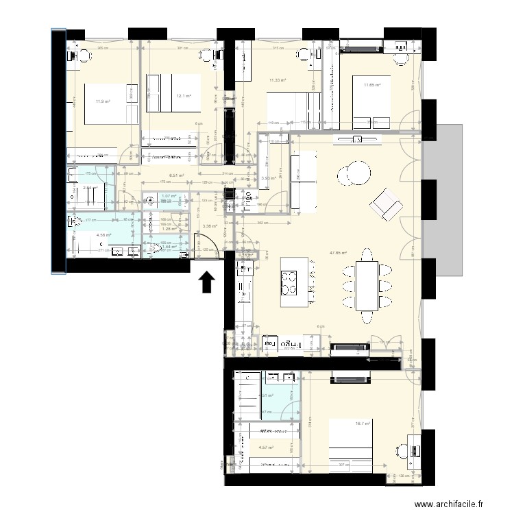 29 crs FR v8. Plan de 24 pièces et 148 m2