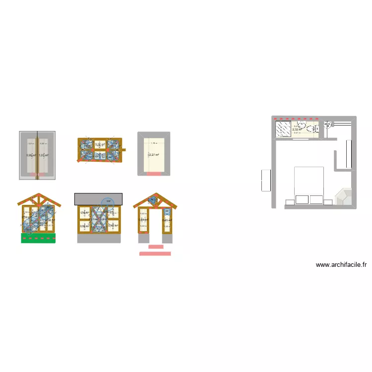 Atelier vernou. Plan de 32  et 13 m²