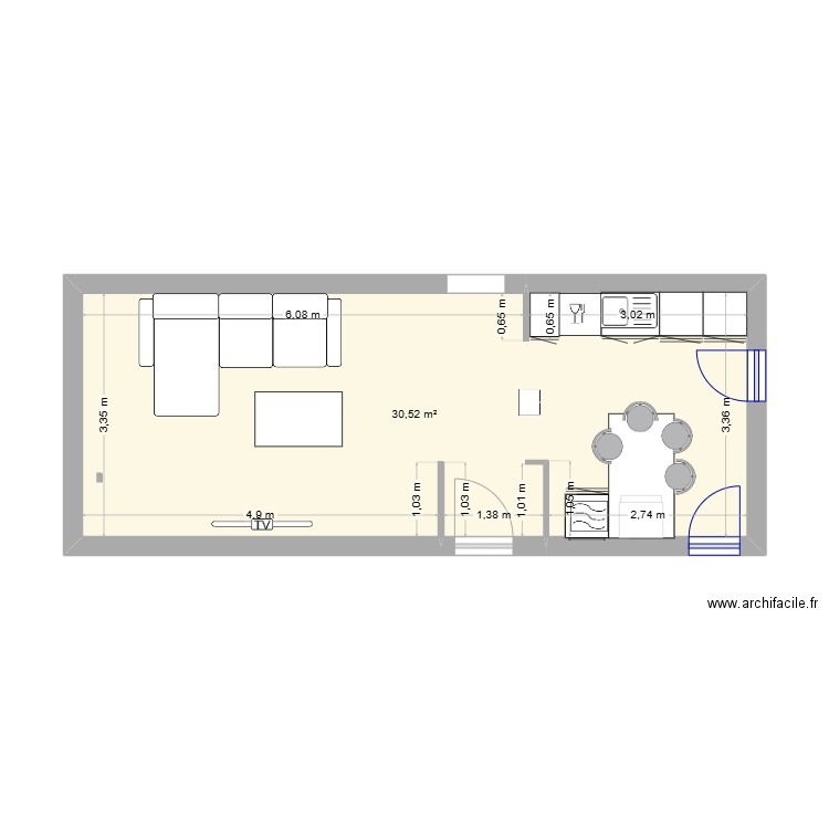 cuisine amance 1. Plan de 1 pièce et 31 m2