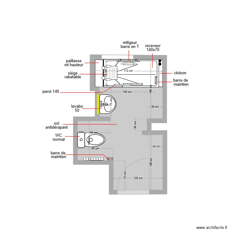 rosier. Plan de 1 pièce et 5 m2