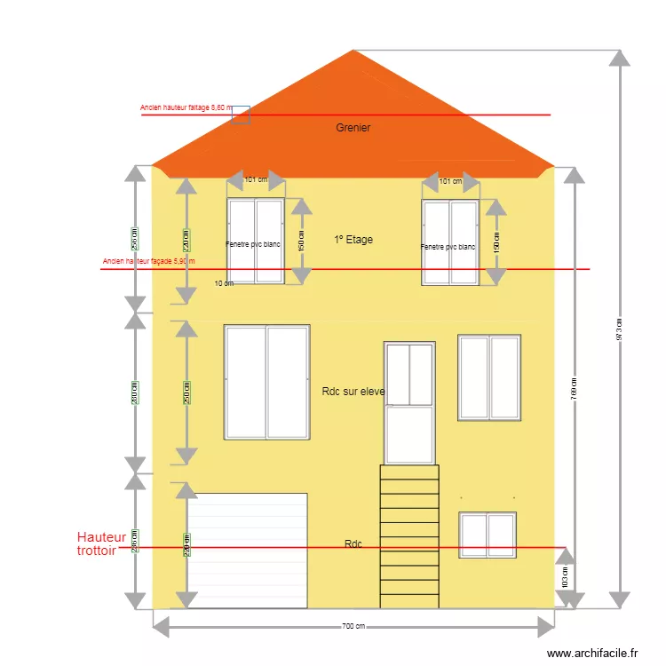 Fa&ccedil;ade devant 2025/07. Plan de 