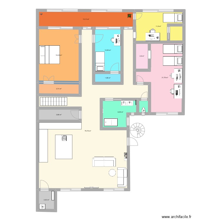 plan_1er_étage. Plan de 12 pièces et 179 m2