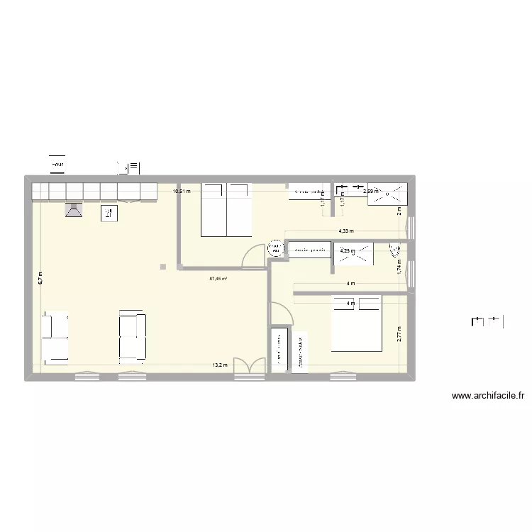 LEBBOS_Appt V2. Plan de 1  et 87 m²