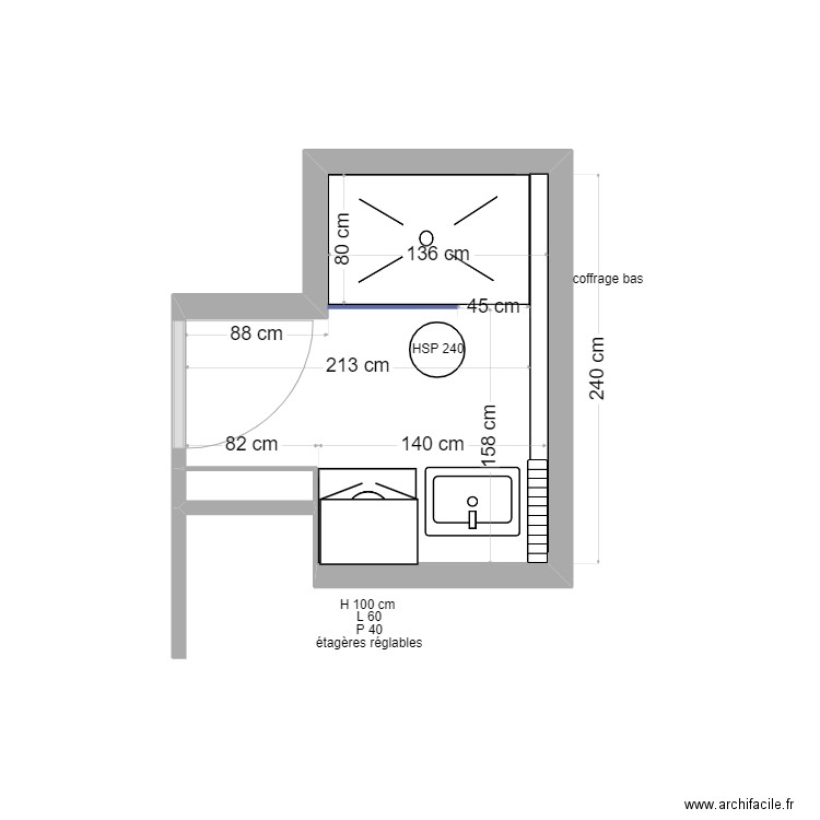 salle d'eau odile laurioz. Plan de 2 pièces et 4 m2