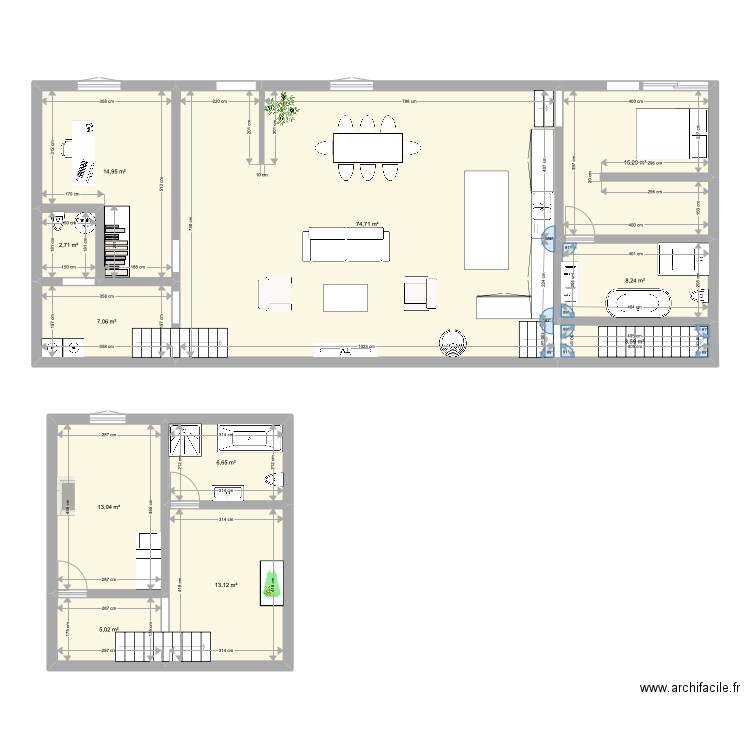 Illiat LOFT. Plan de 11 pièces et 164 m2