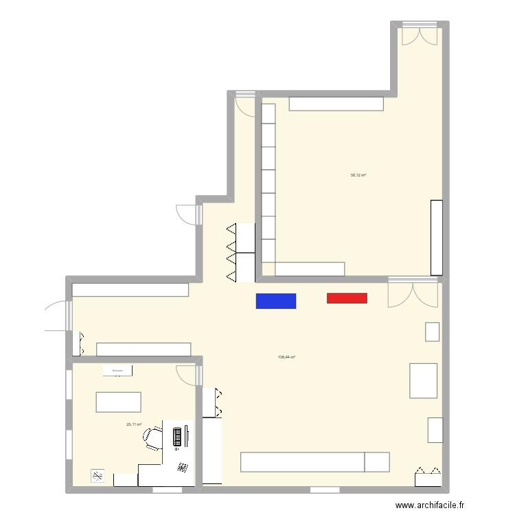 plan 1. Plan de 3 pièces et 190 m2