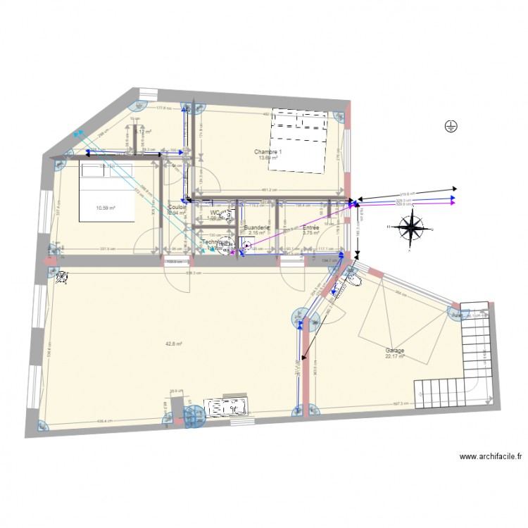 Evac et alim eau RDC 4. Plan de 0 pièce et 0 m2