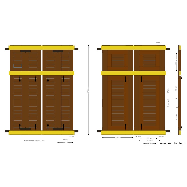 Volets. Plan de 0 pièce et 0 m2