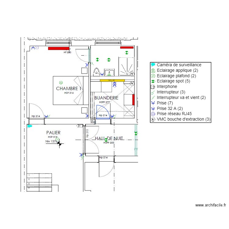 1ER Chambre 1 Salle de bain 1 Buanderie. Plan de 0 pièce et 0 m2
