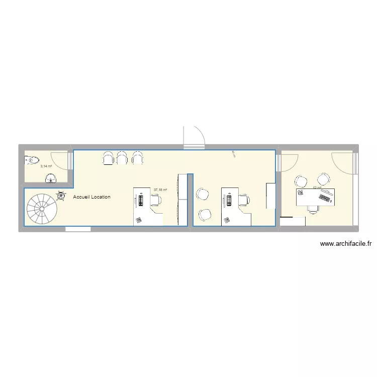 amenagement agence 3 VH d&eacute;di&eacute; location 3 bureaux 2. Plan de 
