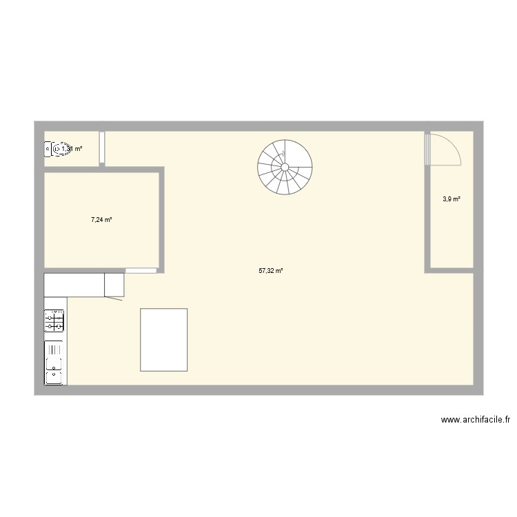 arbore. Plan de 4 pièces et 70 m2