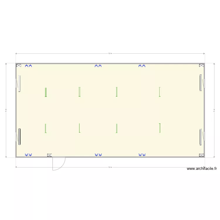L612 600 x 1200 cm. Plan de 