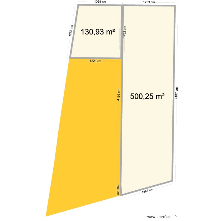 emprise. Plan de 2 pièces et 631 m2