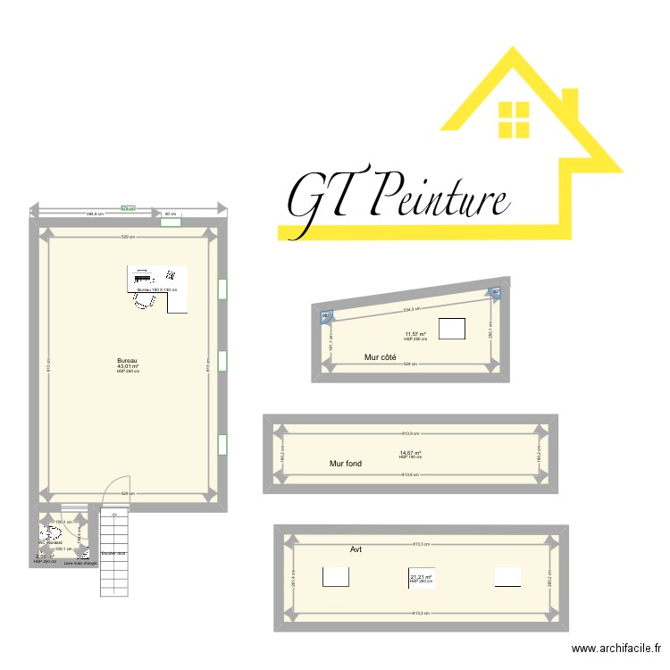 Llp. Plan de 5 pièces et 93 m2