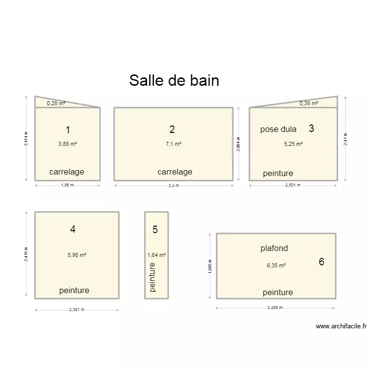 salle de bain metre. Plan de 