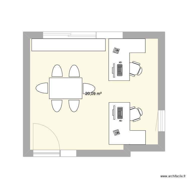 Bureau MPA. Plan de 1 pièce et 20 m2