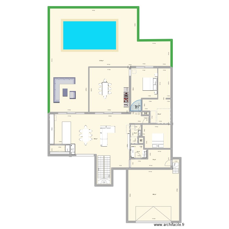 amenagement. Plan de 9 pièces et 377 m2