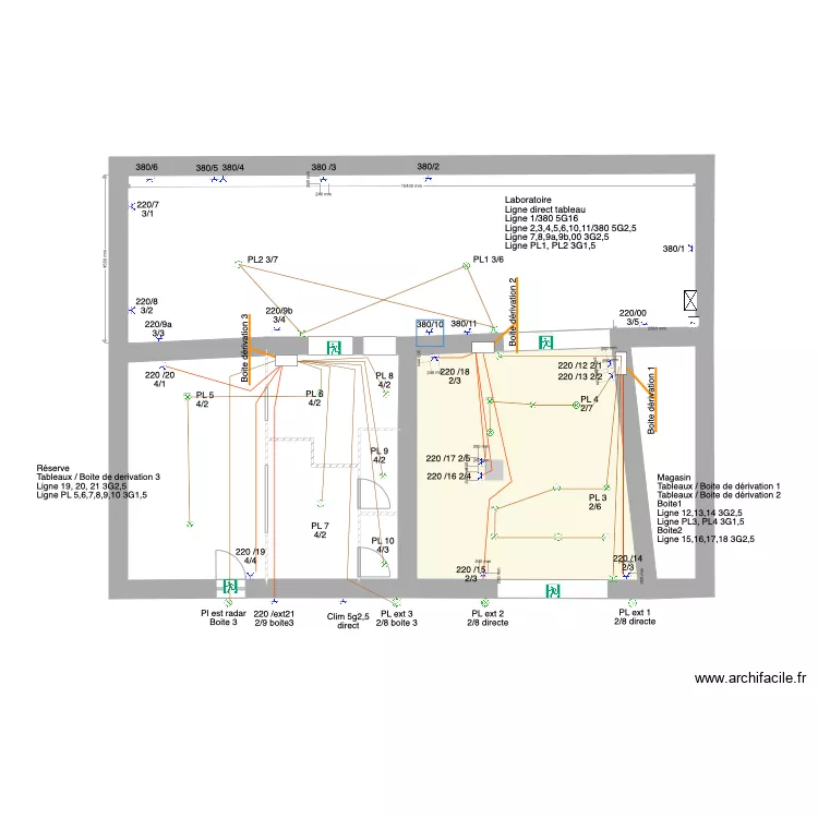 boulangerie. Plan de 