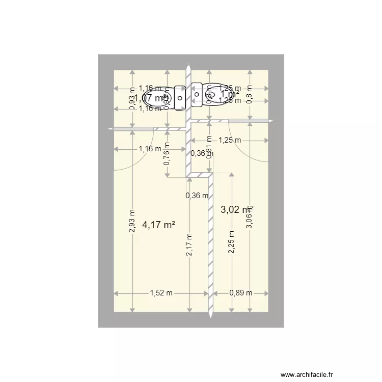 WC fanny actuel. Plan de 