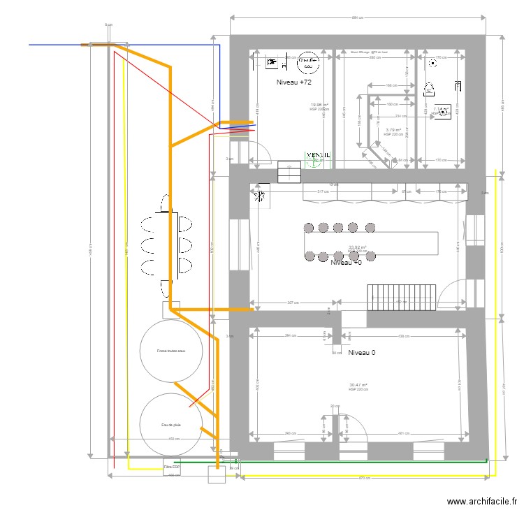 après transformation version chambres hôtes. Plan de 0 pièce et 0 m2