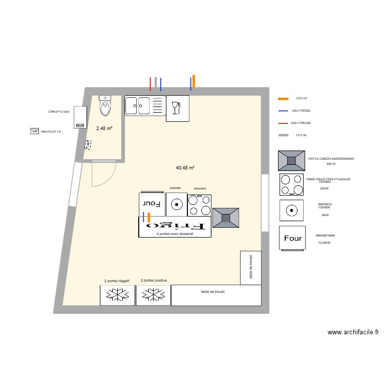 calonne 1. Plan de 2 pièces et 43 m2