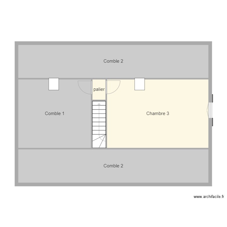 porte etage. Plan de 6 pièces et 93 m2