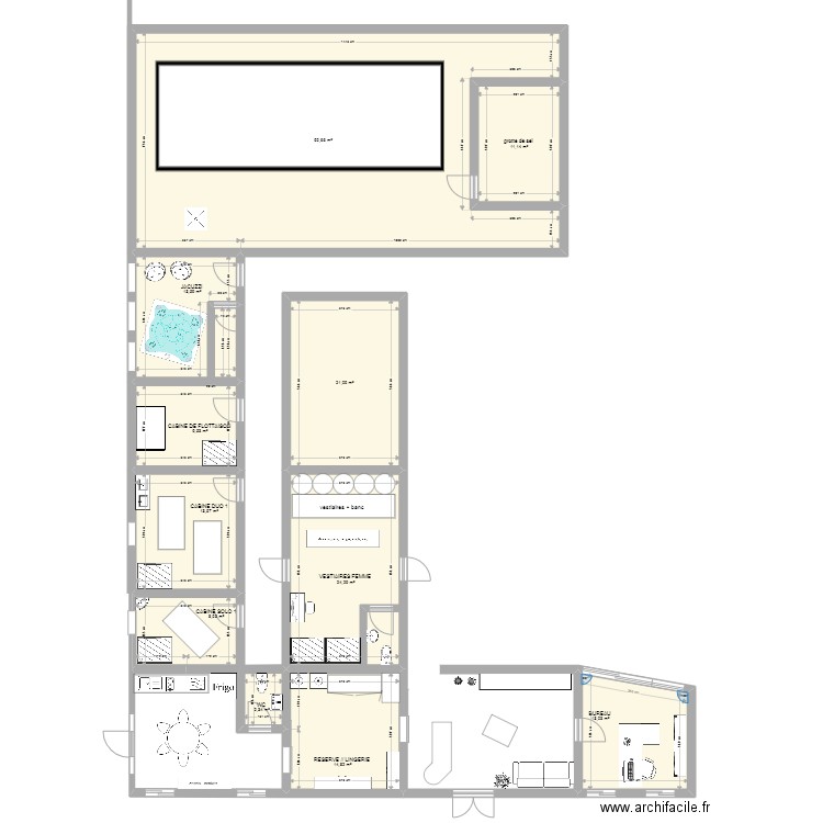 SPA les sources de Gaïa. Plan de 11 pièces et 224 m2