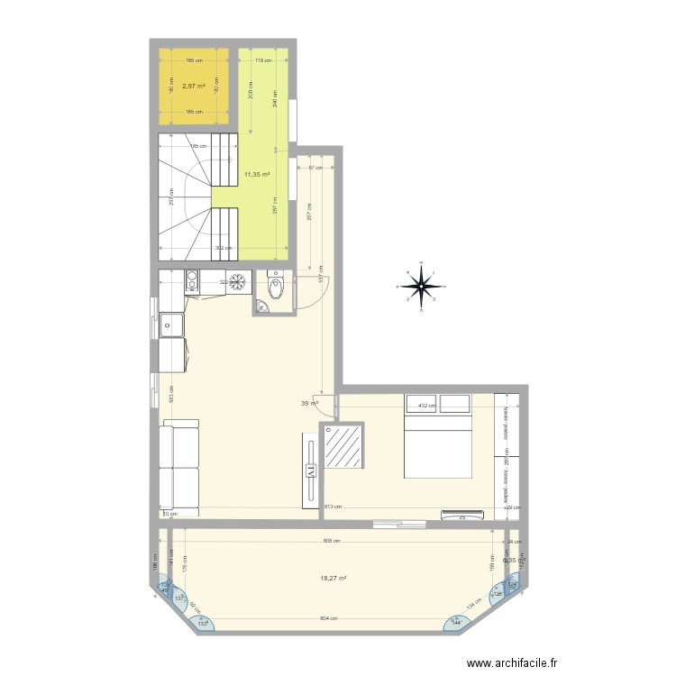 PAMPAM. Plan de 5 pièces et 72 m2