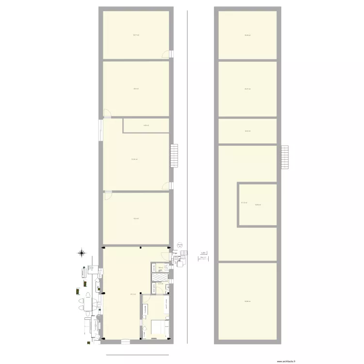 b&acirc;ti 2 plain pied ferme 7 pignon est suite parentale 1 avec poteaux. Plan de 