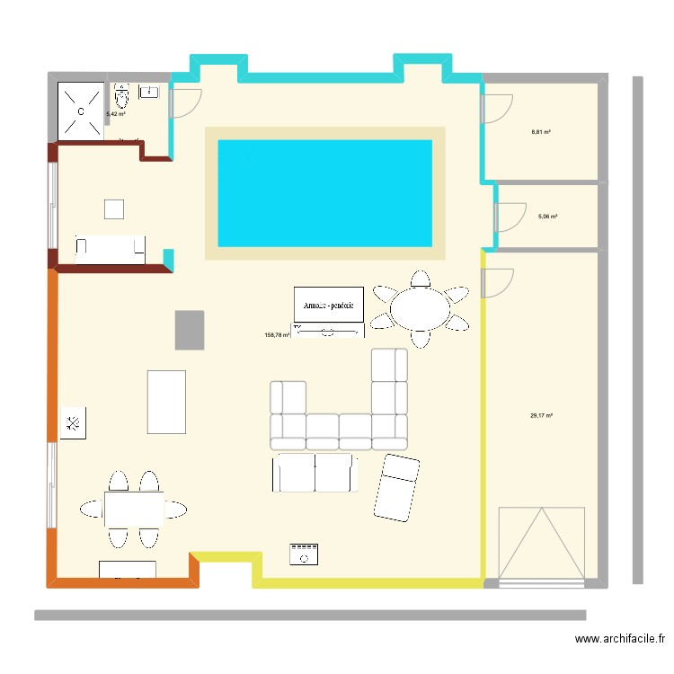 PONTFAVERGER RDC. Plan de 5 pièces et 207 m2