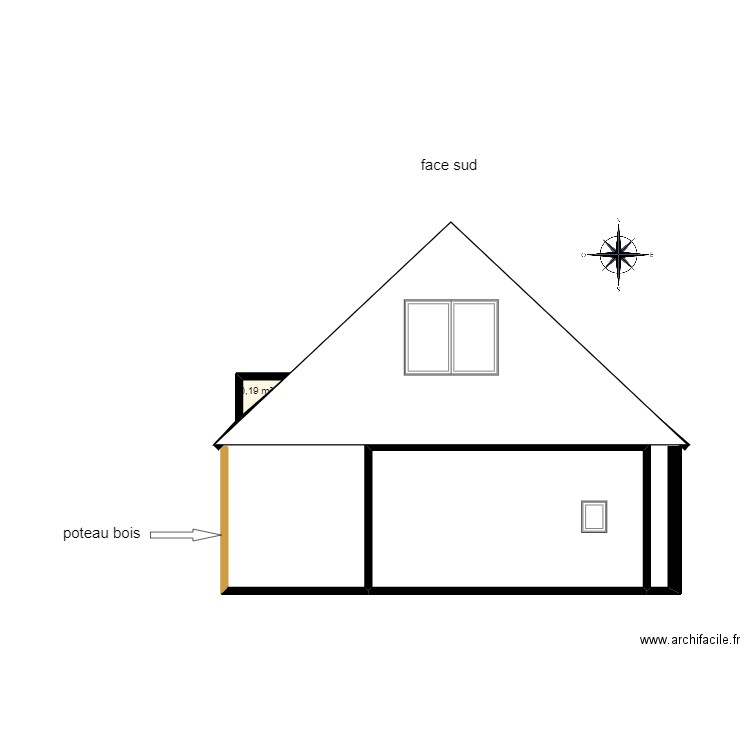 face sud drugeac. Plan de 2 pièces et 10 m2