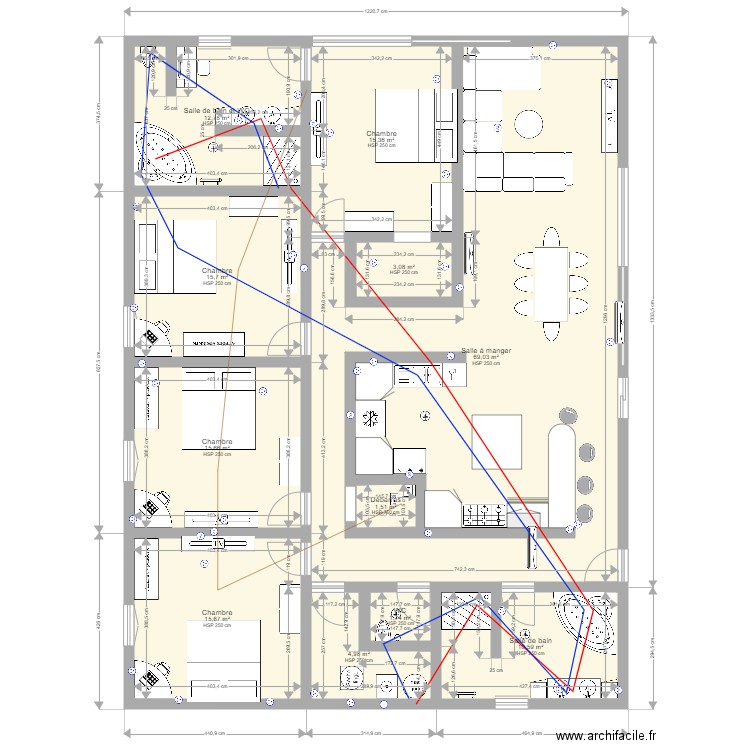 Plan de maison droite. Plan de 0 pièce et 0 m2