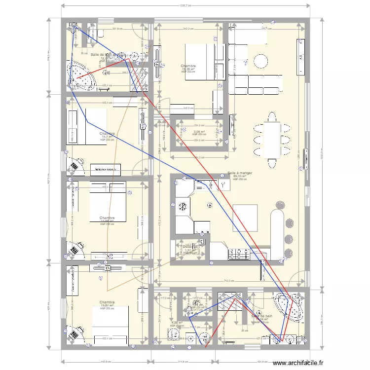 Plan de maison droite. Plan de 