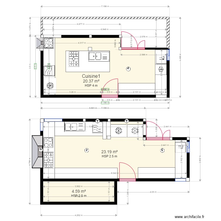 plan de Cu avec Ilôt. Plan de 0 pièce et 0 m2